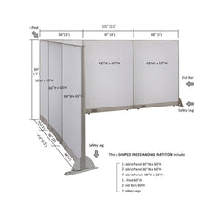 GOF Office L-Shaped Partition 114d x 132w x 60H - Kainosbuy.com