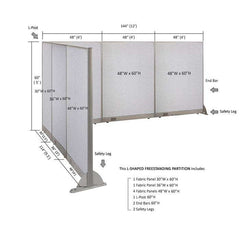 GOF Office L-Shaped Partition 114d x 144w x 60H - Kainosbuy.com