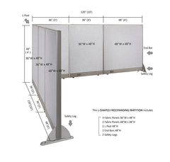 GOF Office L-Shaped Partition 120d x 120w x 48H - Kainosbuy.com