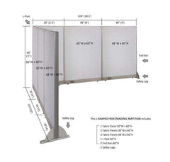 GOF Office L-Shaped Partition 120d x 126w x 60H - Kainosbuy.com