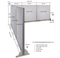 GOF Office L-Shaped Partition 126d x 126w x 48H - Kainosbuy.com