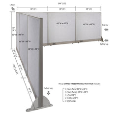 GOF Office L-Shaped Partition 126d x 144w x 48H - Kainosbuy.com