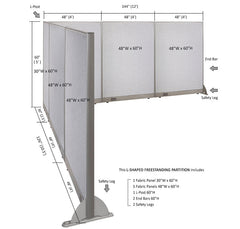 GOF Office L-Shaped Partition 126d x 144w x 60H - Kainosbuy.com