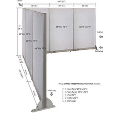 GOF Office L-Shaped Partition 126d x 144w x 72H - Kainosbuy.com