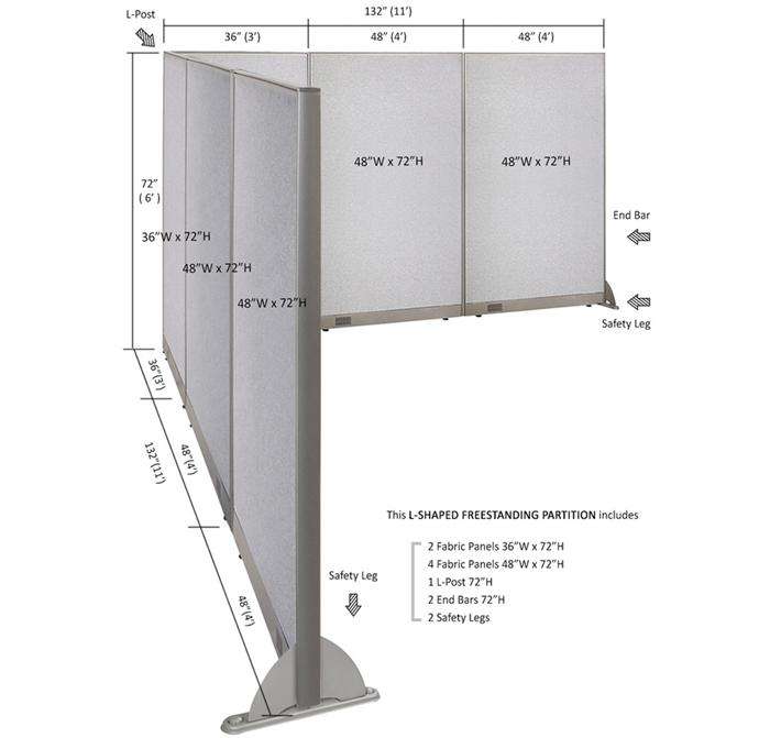 GOF Office L-Shaped Partition 132d x 132w x 72H - Kainosbuy.com