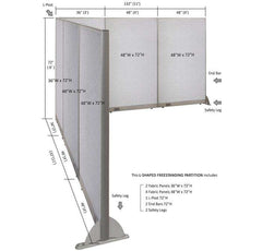GOF Office L-Shaped Partition 132d x 132w x 72H - Kainosbuy.com