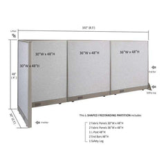 GOF Office L-Shaped Partition 30D x 102w x 48H - Kainosbuy.com