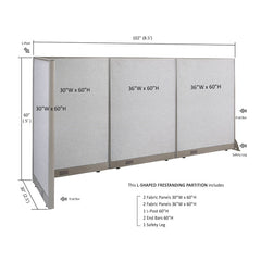 GOF Office L-Shaped Partition 30D x 102w x 60H - Kainosbuy.com