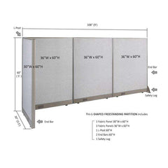 GOF Office L-Shaped Partition 30D x 108w x 60H - Kainosbuy.com