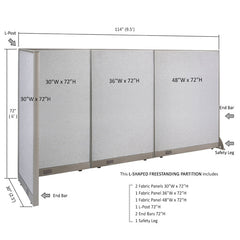 GOF Office L-Shaped Partition 30D x 114w x 72H - Kainosbuy.com
