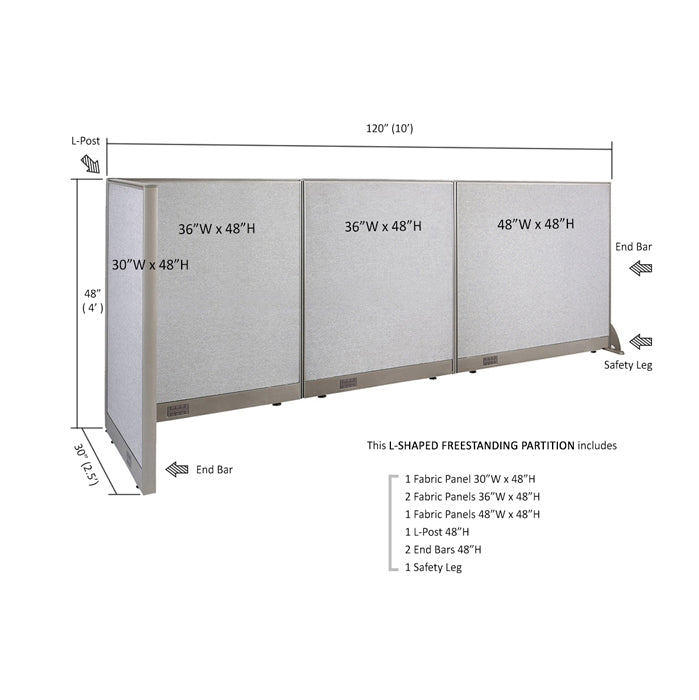 GOF Office L-Shaped Partition 30D x 120w x 48H - Kainosbuy.com