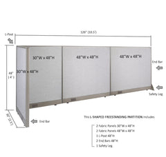 GOF Office L-Shaped Partition 30D x 126w x 48H - Kainosbuy.com