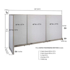 GOF Office L-Shaped Partition 30D x 126w x 72H - Kainosbuy.com