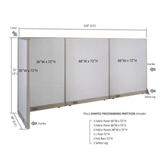 GOF Office L-Shaped Partition 30D x 132w x 72H - Kainosbuy.com