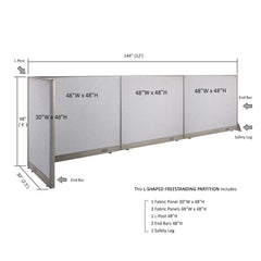 GOF Office L-Shaped Partition 30D x 144w x 48H - Kainosbuy.com