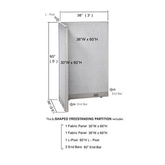 GOF Office L-Shaped Partition 30D x 36w x 60H - Kainosbuy.com
