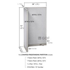 30"D x 36"W x 72”H L-shaped Partition
