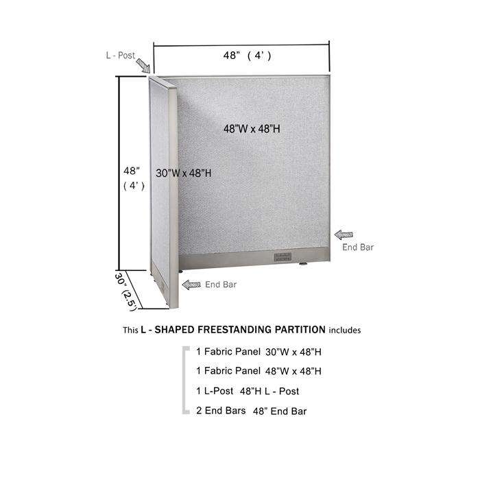 GOF Office L-Shaped Partition 30D x 48w x 48H - Kainosbuy.com