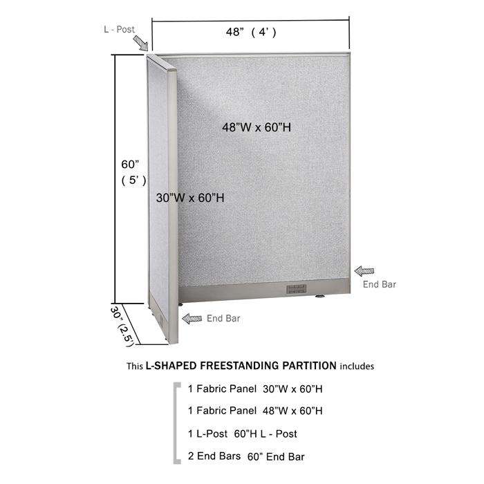 GOF Office L-Shaped Partition 30D x 48w x 60H - Kainosbuy.com