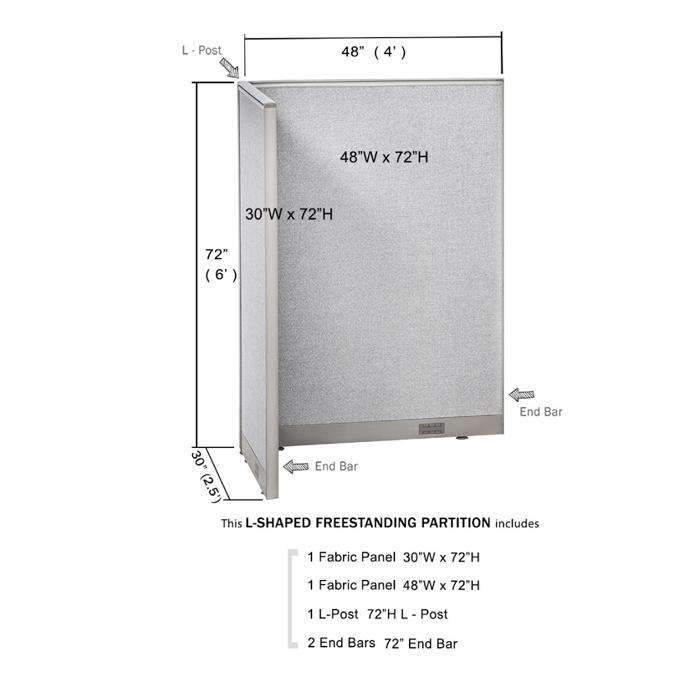 GOF Office L-Shaped Partition 30D x 48w x 72H - Kainosbuy.com