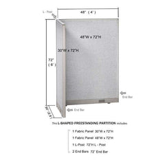 GOF Office L-Shaped Partition 30D x 48w x 72H - Kainosbuy.com