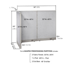 GOF Office L-Shaped Partition 30D x 60w x 48H - Kainosbuy.com