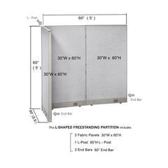 GOF Office L-Shaped Partition 30D x 60w x 60H - Kainosbuy.com