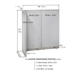 GOF Office L-Shaped Partition 30D x 60w x 72H - Kainosbuy.com