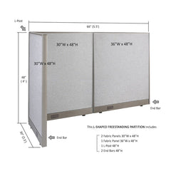 GOF Office L-Shaped Partition 30D x 66w x 48H - Kainosbuy.com