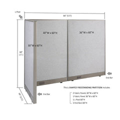 GOF Office L-Shaped Partition 30D x 66w x 60H - Kainosbuy.com