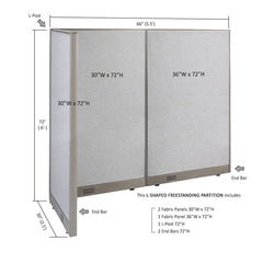 GOF Office L-Shaped Partition 30D x 66w x 72H - Kainosbuy.com
