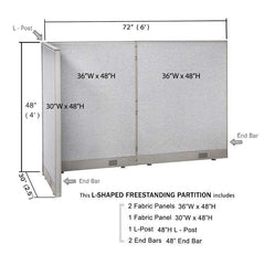 GOF Office L-Shaped Partition 30D x 72w x 48H - Kainosbuy.com