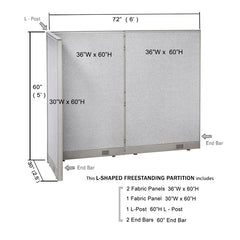 GOF Office L-Shaped Partition 30D x 72w x 60H - Kainosbuy.com