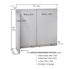 GOF Office L-Shaped Partition 30D x 72w x 72H - Kainosbuy.com