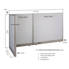 GOF Office L-Shaped Partition 30D x 78w x 48H - Kainosbuy.com