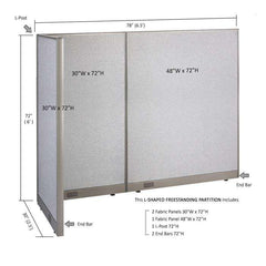 GOF Office L-Shaped Partition 30D x 78w x 72H - Kainosbuy.com
