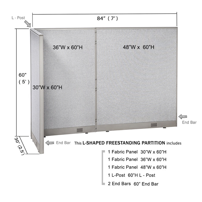 GOF Office L-Shaped Partition 30D x 84w x 60H - Kainosbuy.com