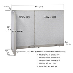 GOF Office L-Shaped Partition 30D x 84w x 60H - Kainosbuy.com
