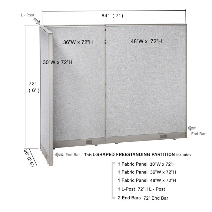 GOF Office L-Shaped Partition 30D x 84w x 72H - Kainosbuy.com
