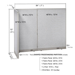 GOF Office L-Shaped Partition 30D x 84w x 72H - Kainosbuy.com