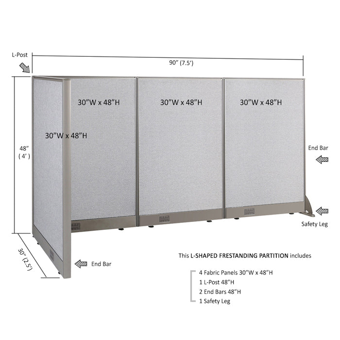 GOF Office L-Shaped Partition 30D x 90w x 48H - Kainosbuy.com
