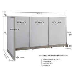 GOF Office L-Shaped Partition 30D x 90w x 48H - Kainosbuy.com