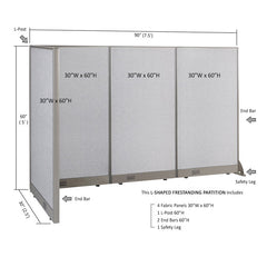 GOF Office L-Shaped Partition 30D x 90w x 60H - Kainosbuy.com