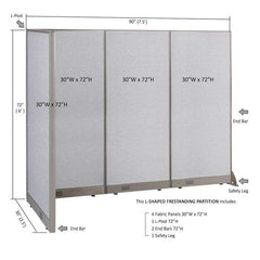 GOF Office L-Shaped Partition 30D x 90w x 72H - Kainosbuy.com