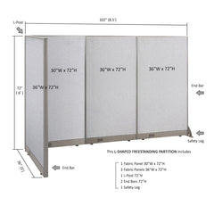 GOF Office L-Shaped Partition 36d x 102w x 72H - Kainosbuy.com