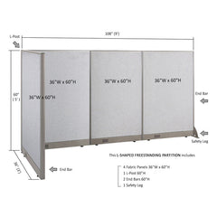 GOF Office L-Shaped Partition 36d x 108w x 60H - Kainosbuy.com