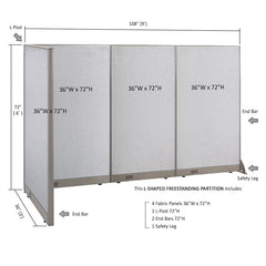 GOF Office L-Shaped Partition 36d x 108w x 72H - Kainosbuy.com