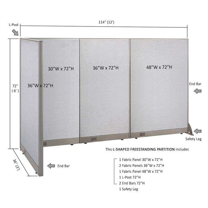 GOF Office L-Shaped Partition 36d x 114w x 72H - Kainosbuy.com