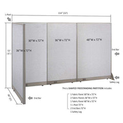 GOF Office L-Shaped Partition 36d x 114w x 72H - Kainosbuy.com
