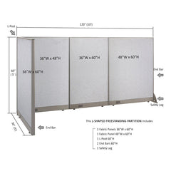 GOF Office L-Shaped Partition 36d x 120w x 60H - Kainosbuy.com